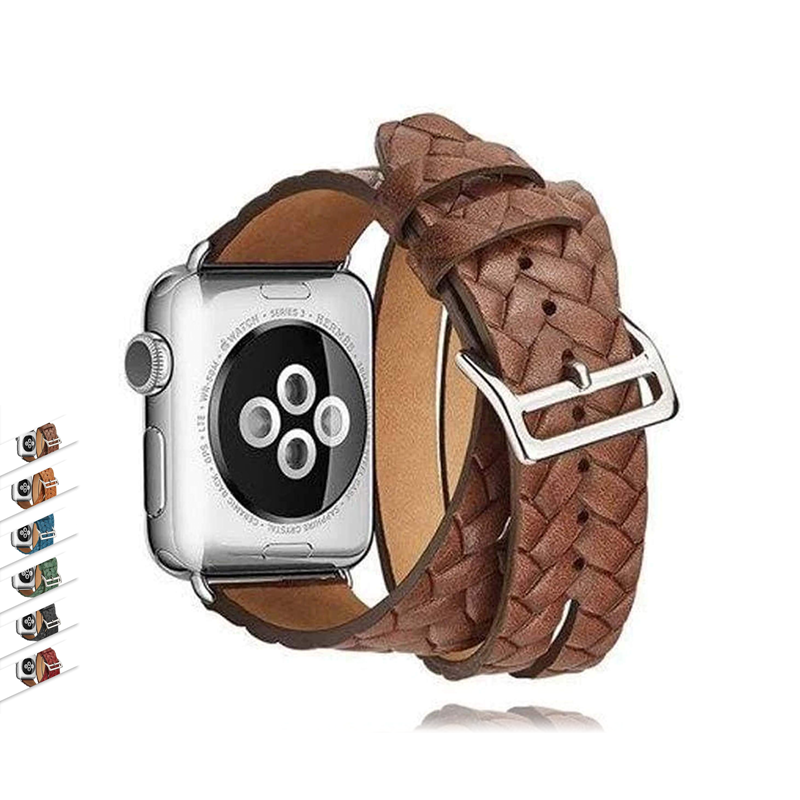 1364114899025SquarePicture.png Leather Loop For A band 44mm/40mm/42mm/38mm I strap Series 1 2 3 4 5 6 Double Tour wrist band Bracelet belt - USA Fast Shipping - Image 1