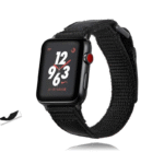 Black Leather Sport Loop Woven Nylon Breathable Wristband Series 7 6 5